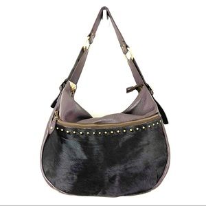 Aqua Madonna Calf Hair Leather Hobo Shoulder Bag